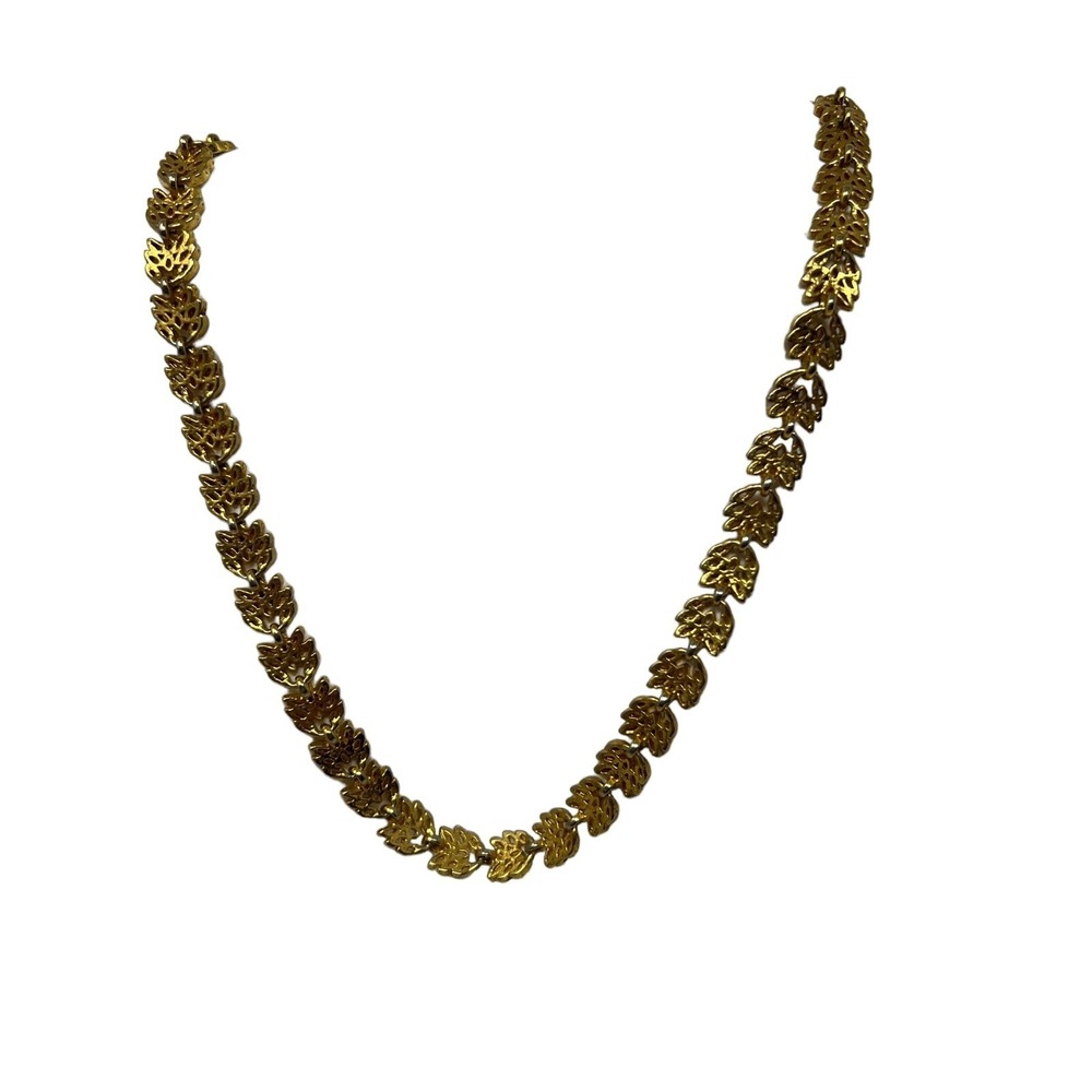 Vintage Napier Chain Leaf Design Gold Tone‎ Necklace
